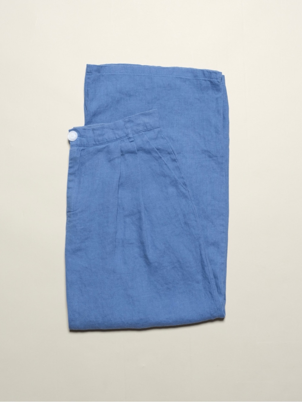 Little Lies Blue Linen Pleated Trousers Size S